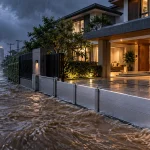 บ้านในเมืองติดตั้งแผงกั้นน้ำหน้าทางเข้า ป้องกันน้ำท่วมภายนอกไม่ให้เข้าพื้นที่ภายในบ้าน